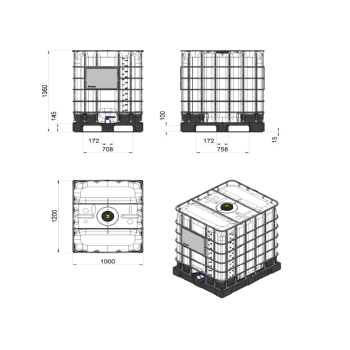 Paletopojemnik IBC 1250l  MAUZER